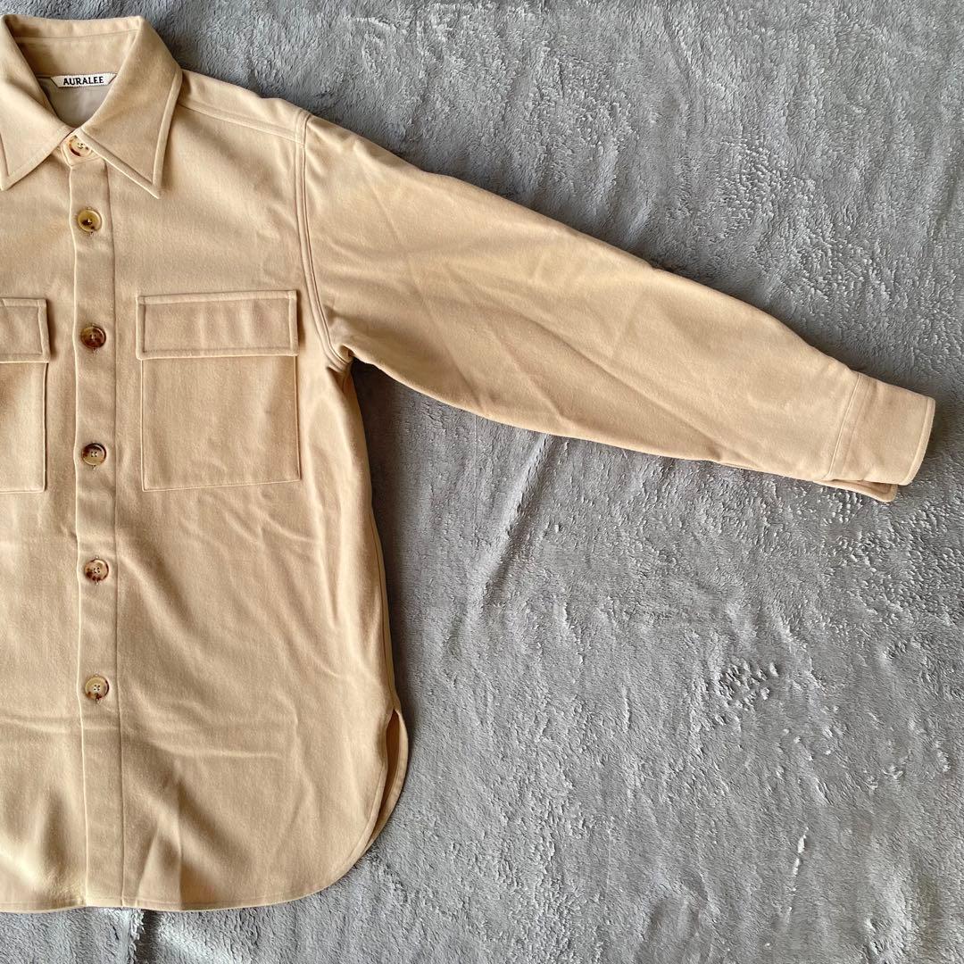 美品】AURALEE オーラリー ベージュ ウールフランネルシャツ - メルカリ