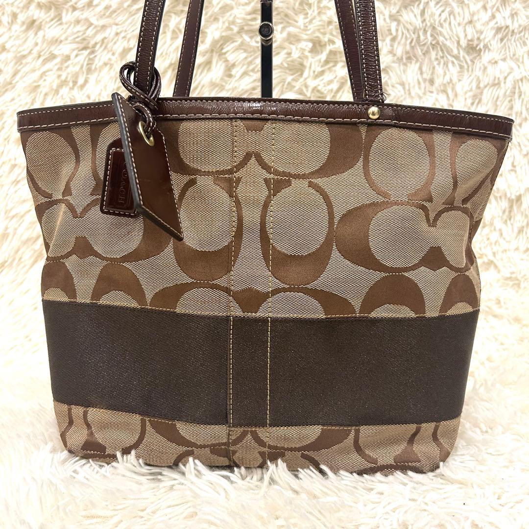 coach コーチ トートバッグ シグネチャー レザー キャンバス チャーム