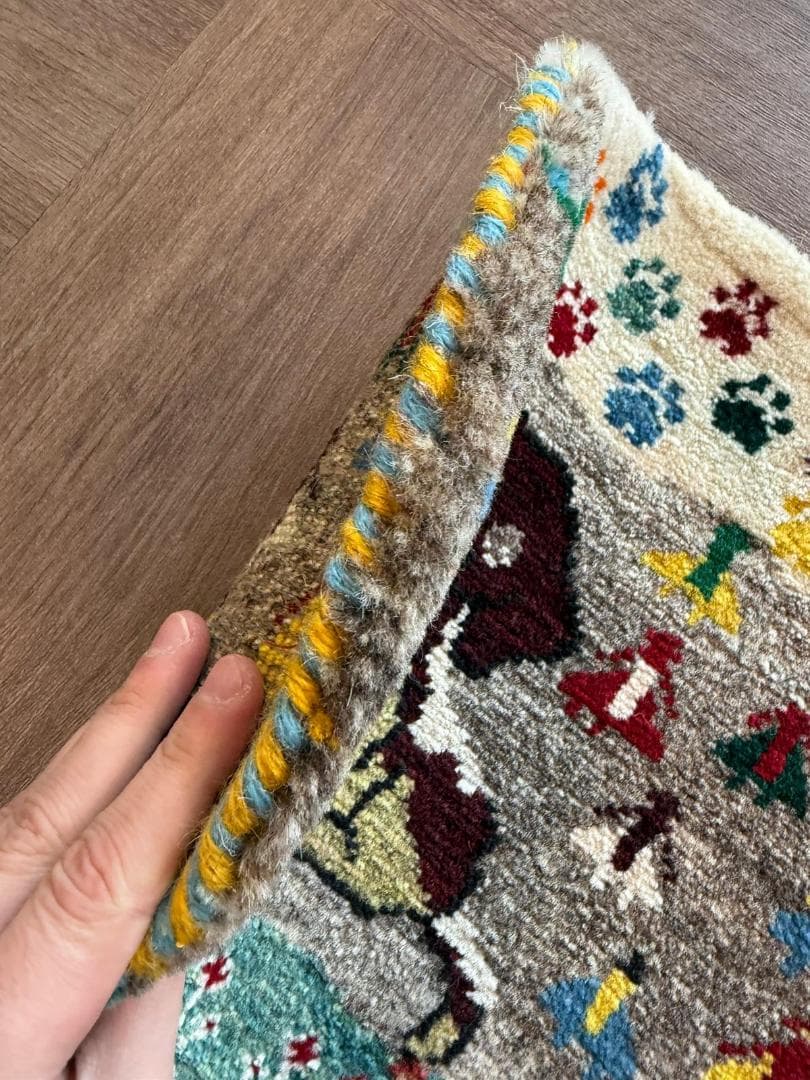 手織りペルシャギャッベ チェアマット 42cm カシュクリイラン シラーズ