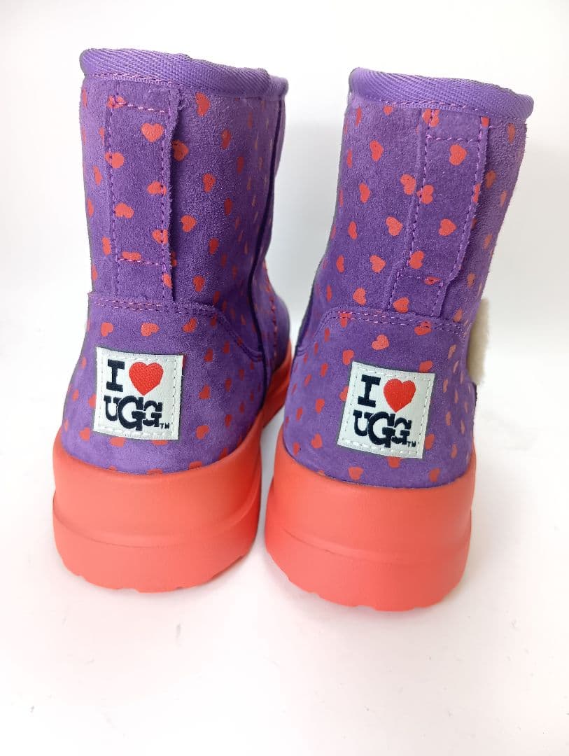 UGG アグ ハート柄 ムートンブーツ パープル 26.5cm