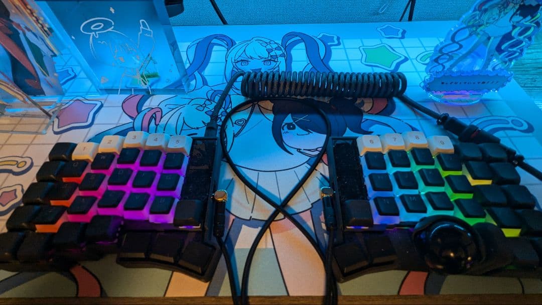 Keyball61】テンティングスタンド&コイルケーブル付き フルセット