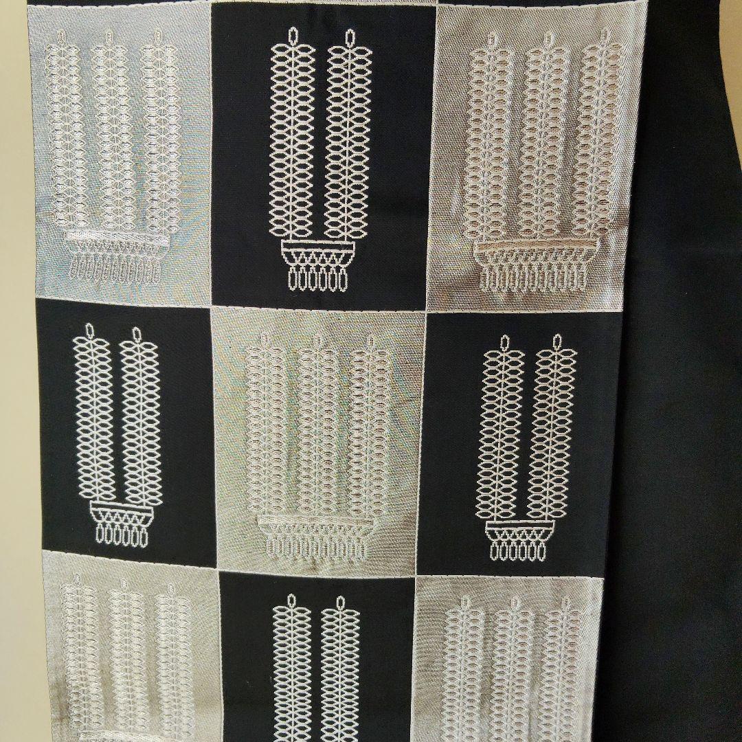 オシャレな黒と銀の幾何学模様 袋帯 - メルカリ