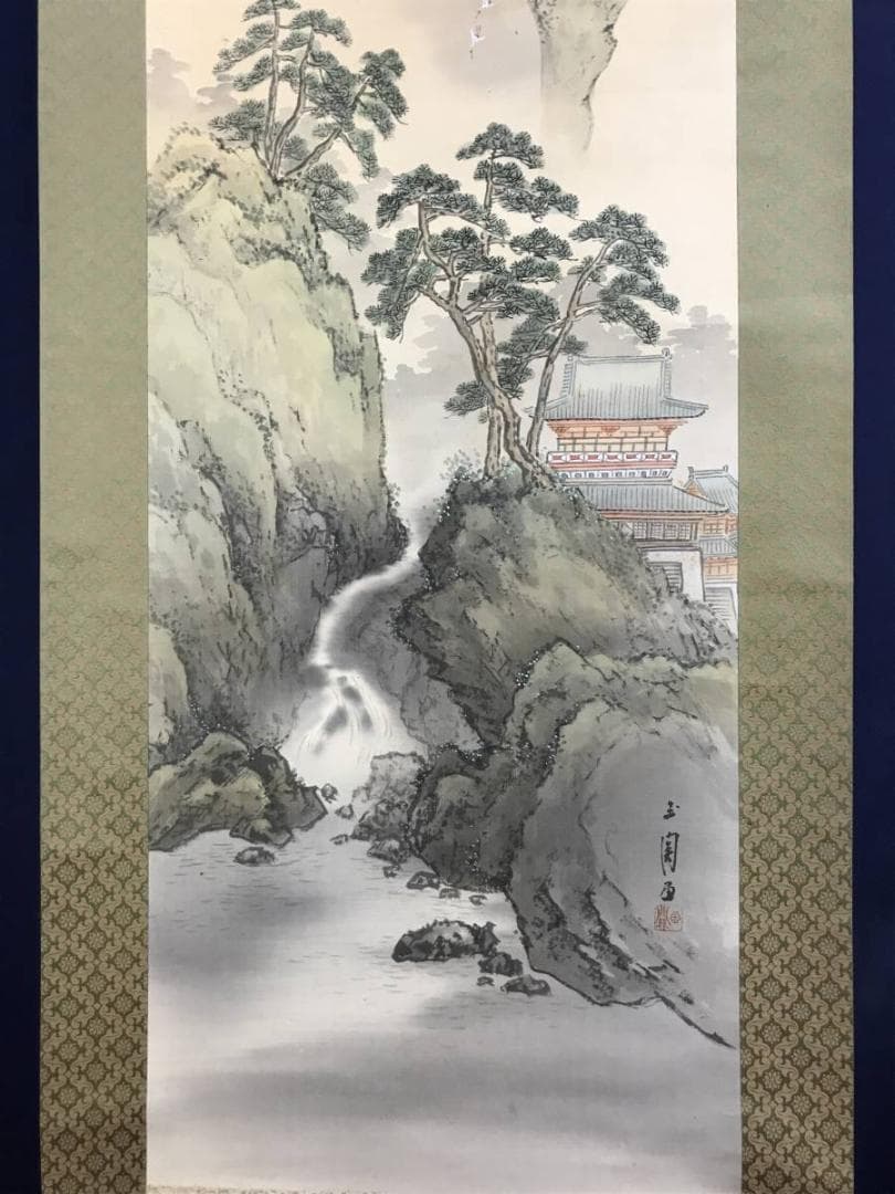 真作/朝見香城/山水図/城図/掛軸/名家伝来/AE-18