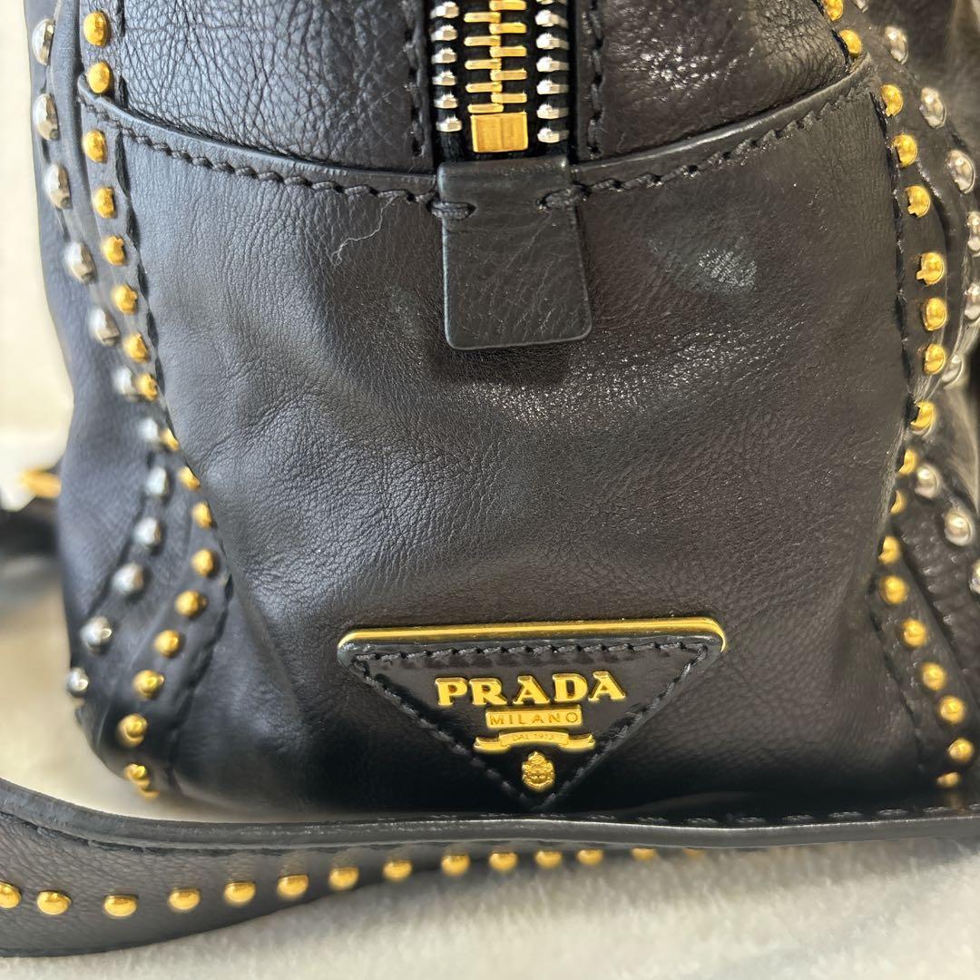 希少・極美品】プラダ スタッズ 2way ショルダーバッグ ハンドバッグ