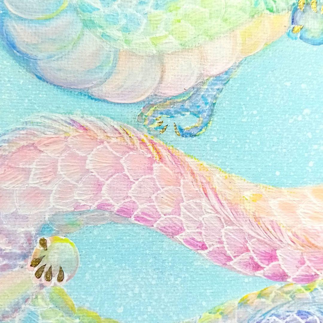 No.523 F4キャンバス アクリル画 原画 虹龍 開運絵画 龍神絵画 - メルカリ