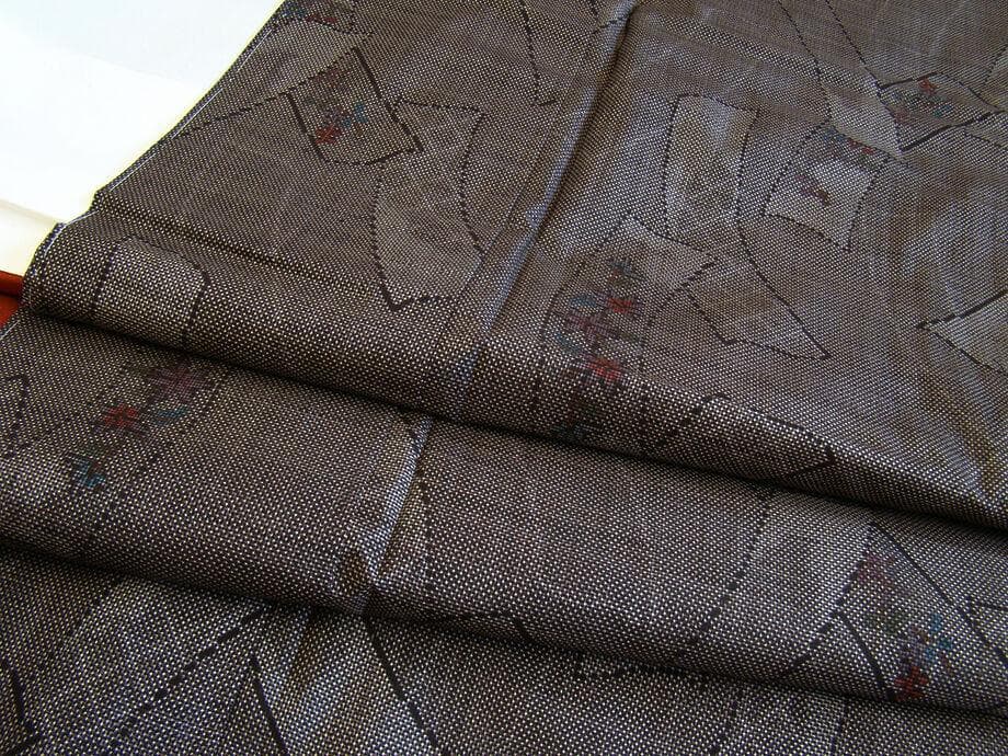 値下げ交渉OK！L寸 純泥染 本場奄美大島紬 径横絣 七マルキ 正絹