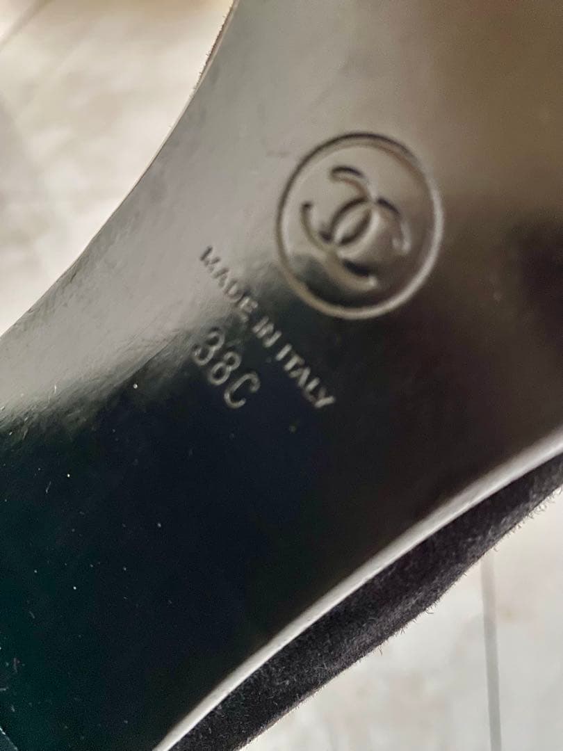 美品 シャネル ブラック ショート ブーツ 黒 38 24.5cm CHANEL