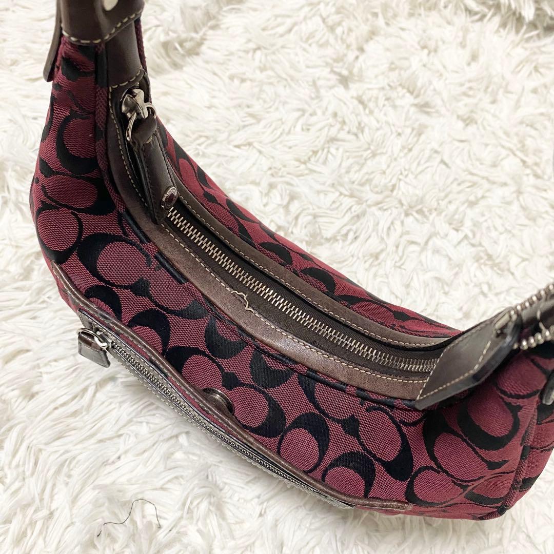 コーチ ホーボー ワンショルダーバッグ シグネチャー キャンバス 赤