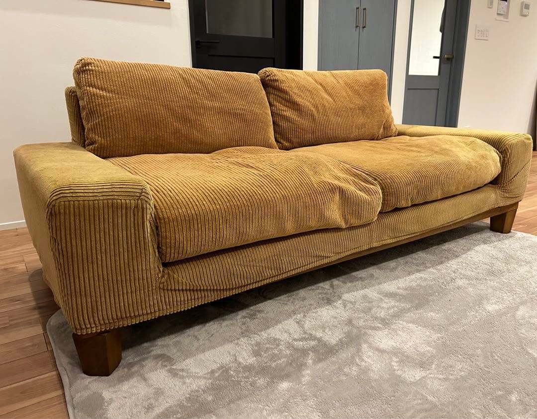 リセノ Re:CENO folk ソファ コーデュロイ生地キャメル 12cm脚 - メルカリ