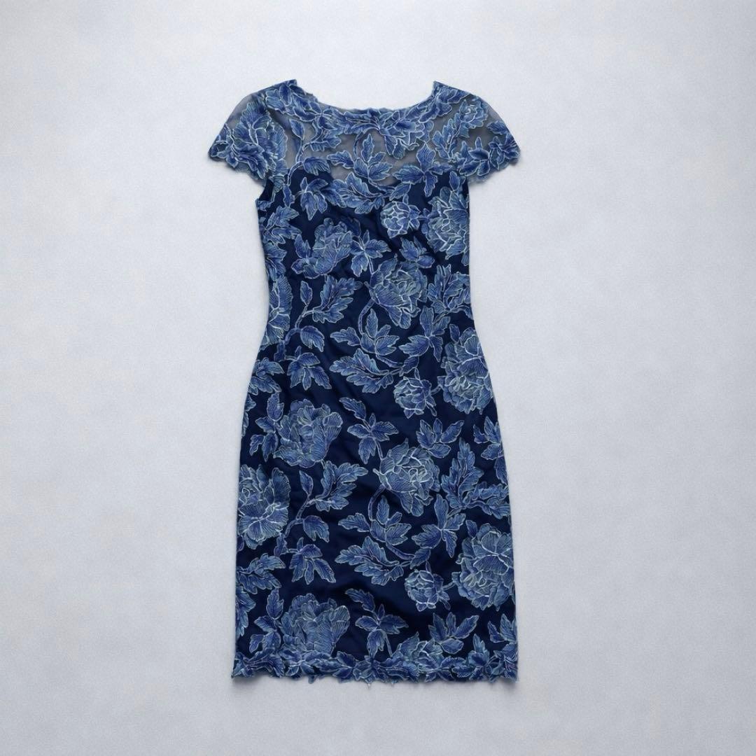 Tadashi Shoji ロイヤルブルー 花柄 総レースドレス - メルカリ