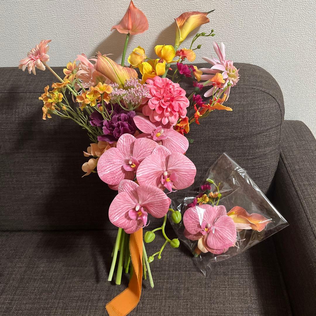 アーティシャルフラワー ブーケ ブートニア付き