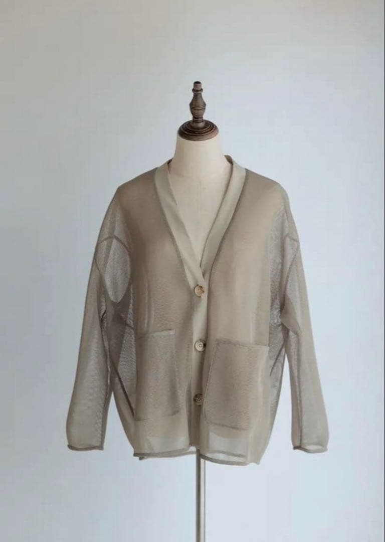 pois ポワ ダブルメッシュカーディガン Drawer - 新品poisポワdoublemeshCardigaダブルメッシュカーディガンの