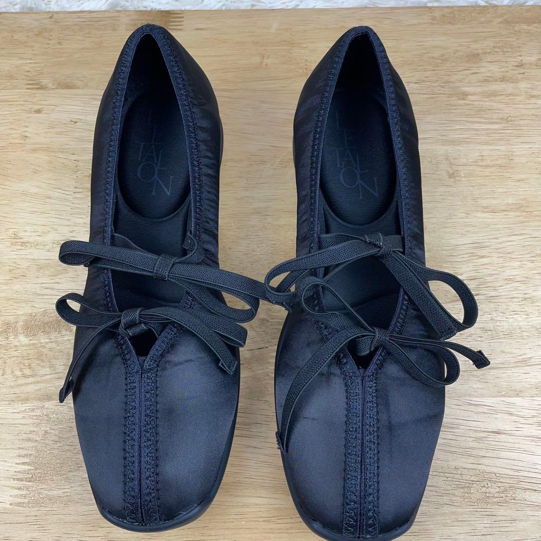 美品✨　ルタロン　ダブルリボンバレリーナ　ブラック　24.5cm