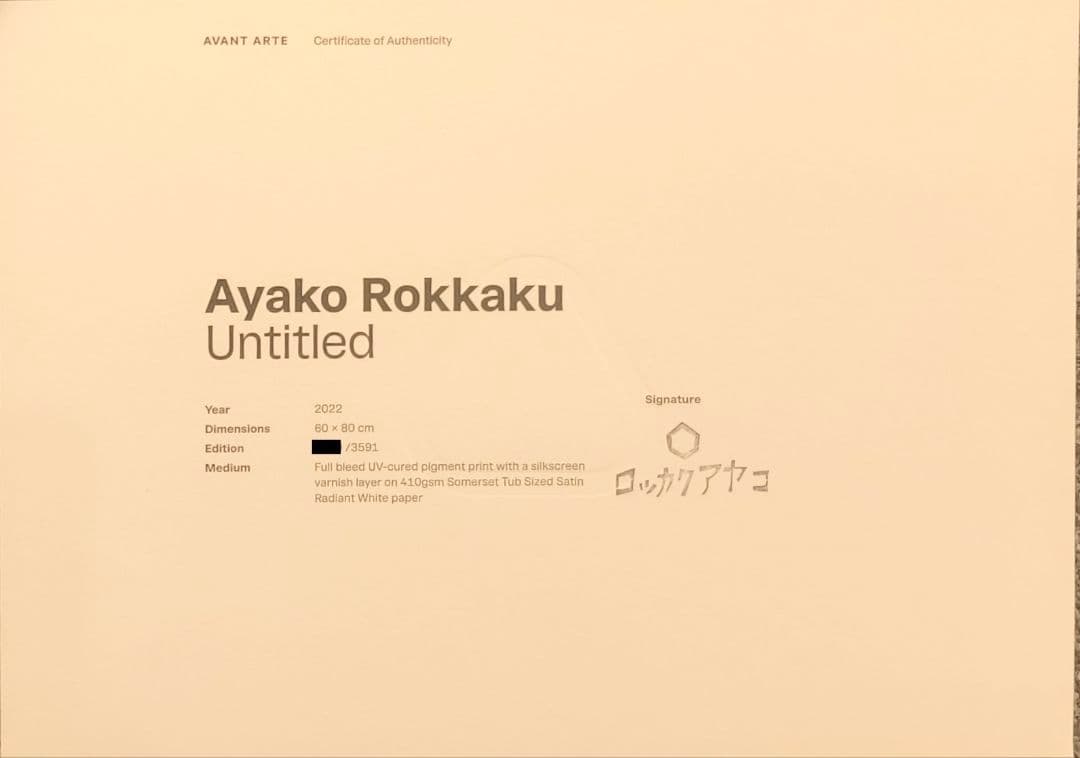 新品 未使用 証明書付き ロッカクアヤコ untitled 真作 - メルカリ