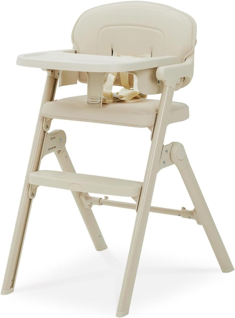 ベビーハイチェア　子供から大人まで使える　折りたたみ トレイ· ベージュ 楽天市場】ベビーチェア 折りたたみ ベルト付 座面3段階調整
