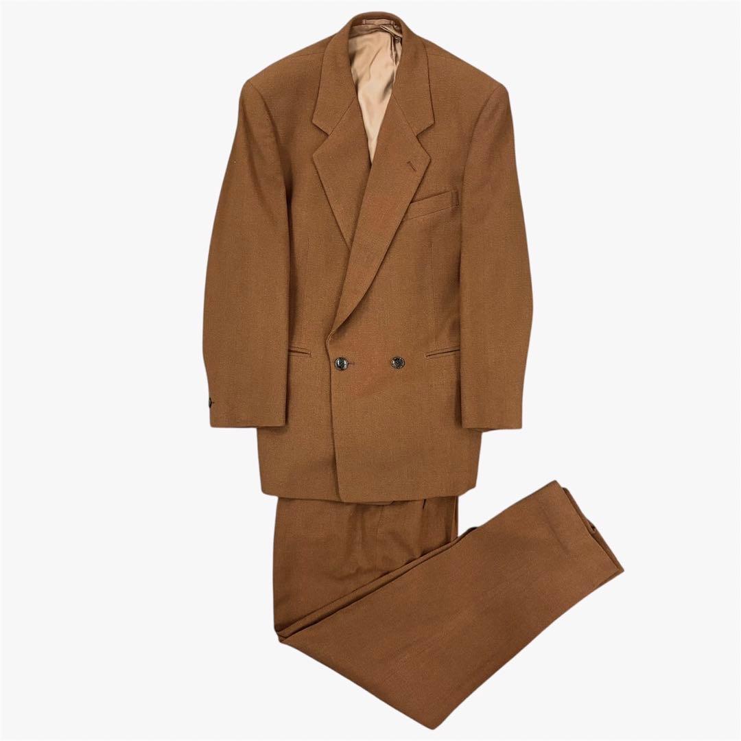 90s/Vintage/ダブル/スーツ/茶 /2タック/ワイド/ブラウン/古着 - メルカリ