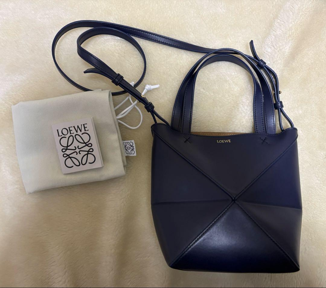 美品◯LOEWE ロエベ　パズルトート　ミニ　ネイビー LOEWE（ロエベ） トートバッグ PUZZLE FOLD TOTE MINI パズル フォルド