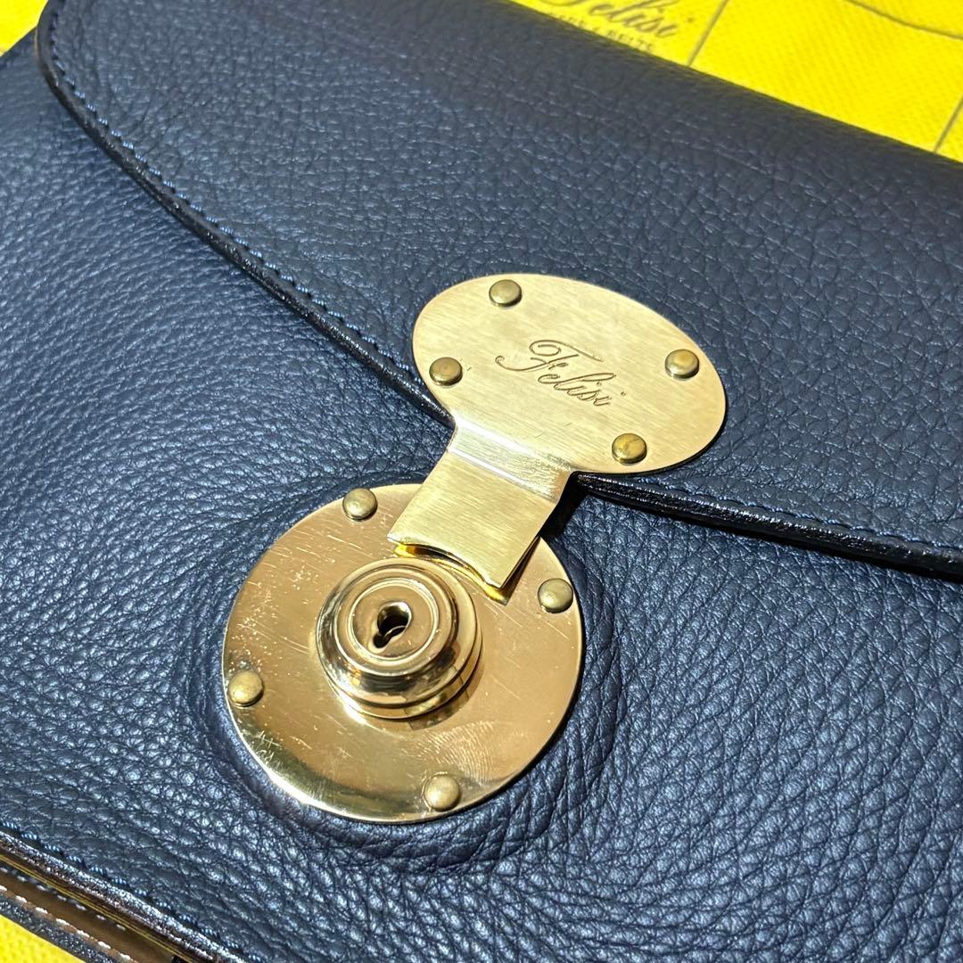 激レア！！【Felisi】 コレクションレザー ショルダーバッグ(ネイビー