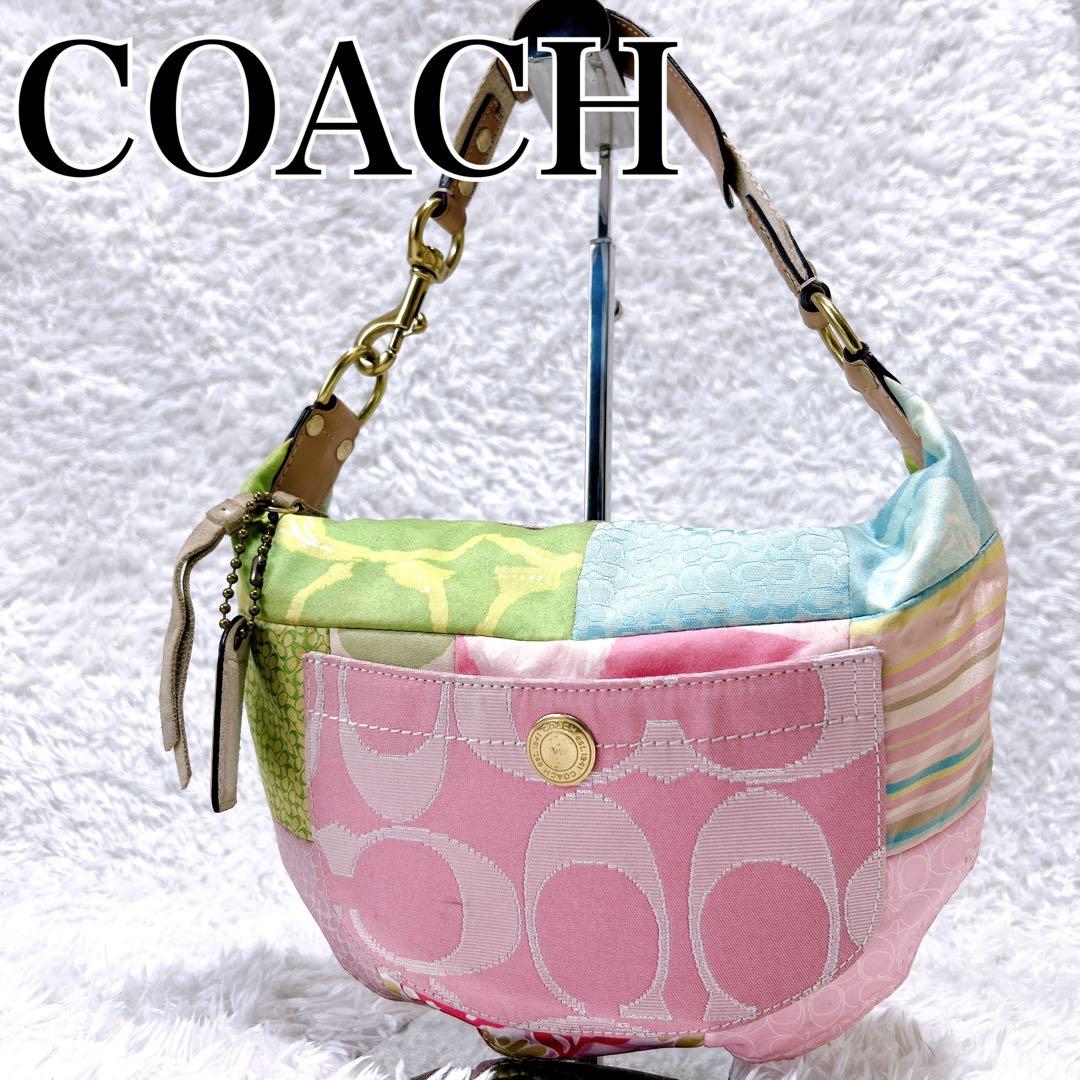 希少✨coach パッチワーク ホーボー ワンショルダーバッグ マルチカラー