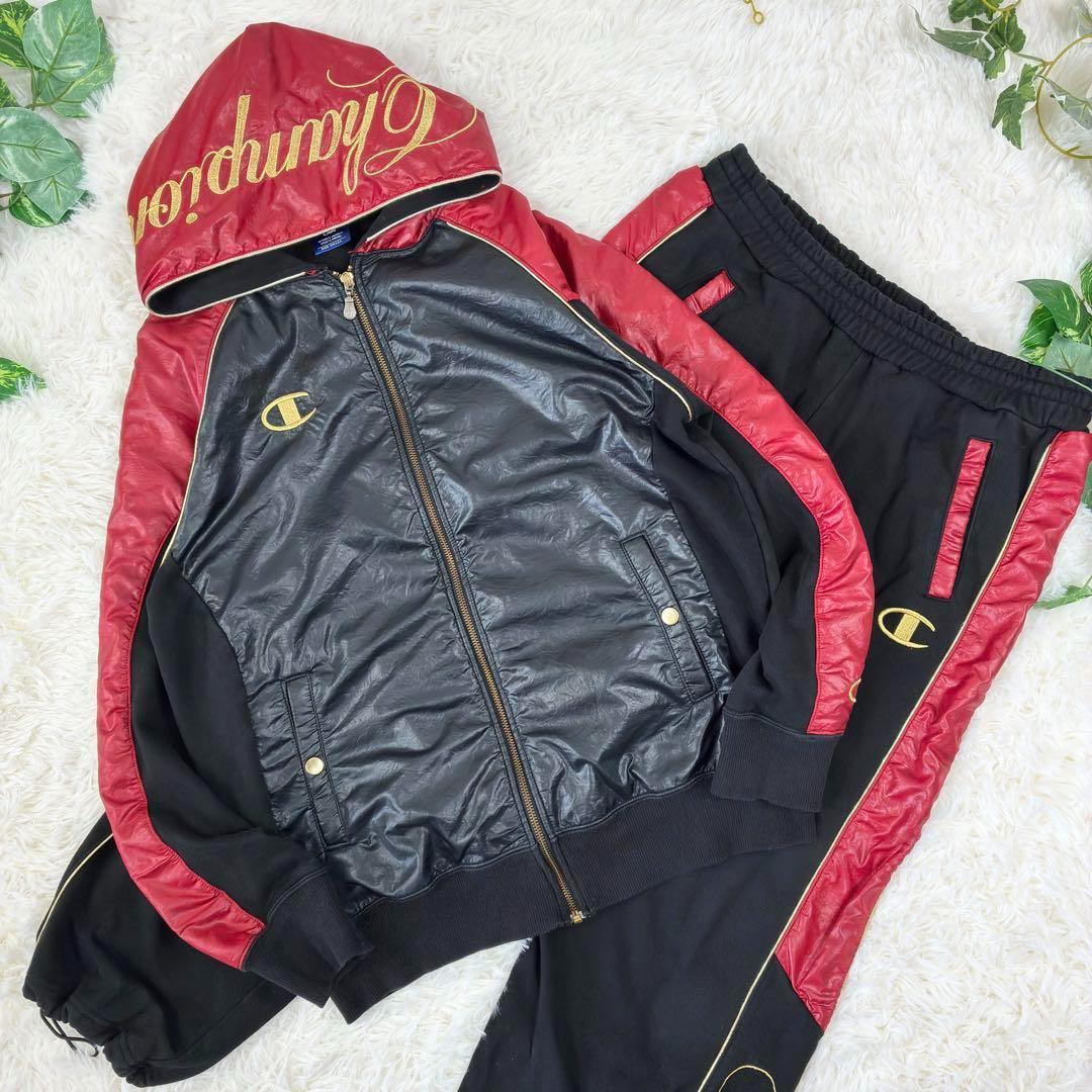 美品 チャンピオン 魔裟斗モデル ナイロン切替 スウェットセットアップ