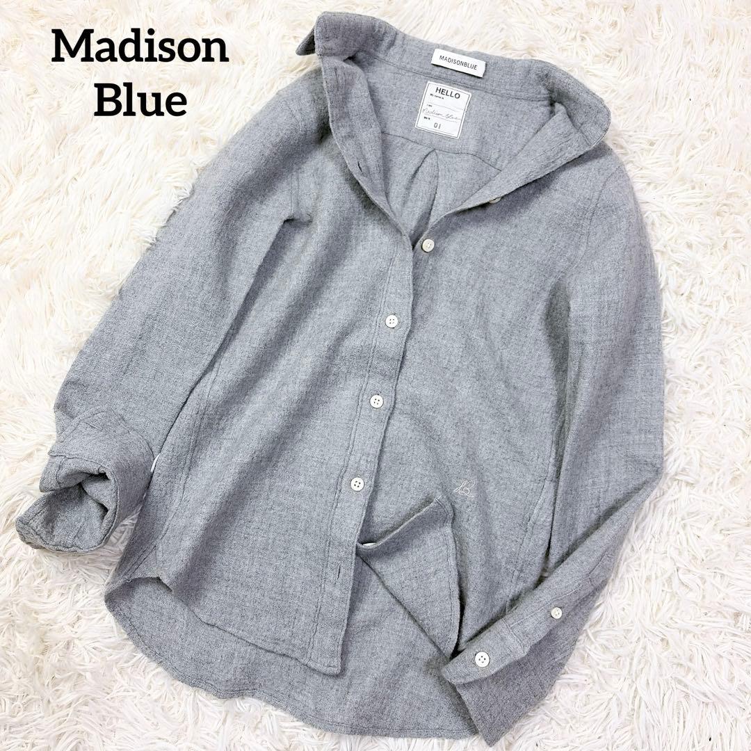 美品】マディソンブルー ウール100% フランネルシャツ ロゴ刺繍 S