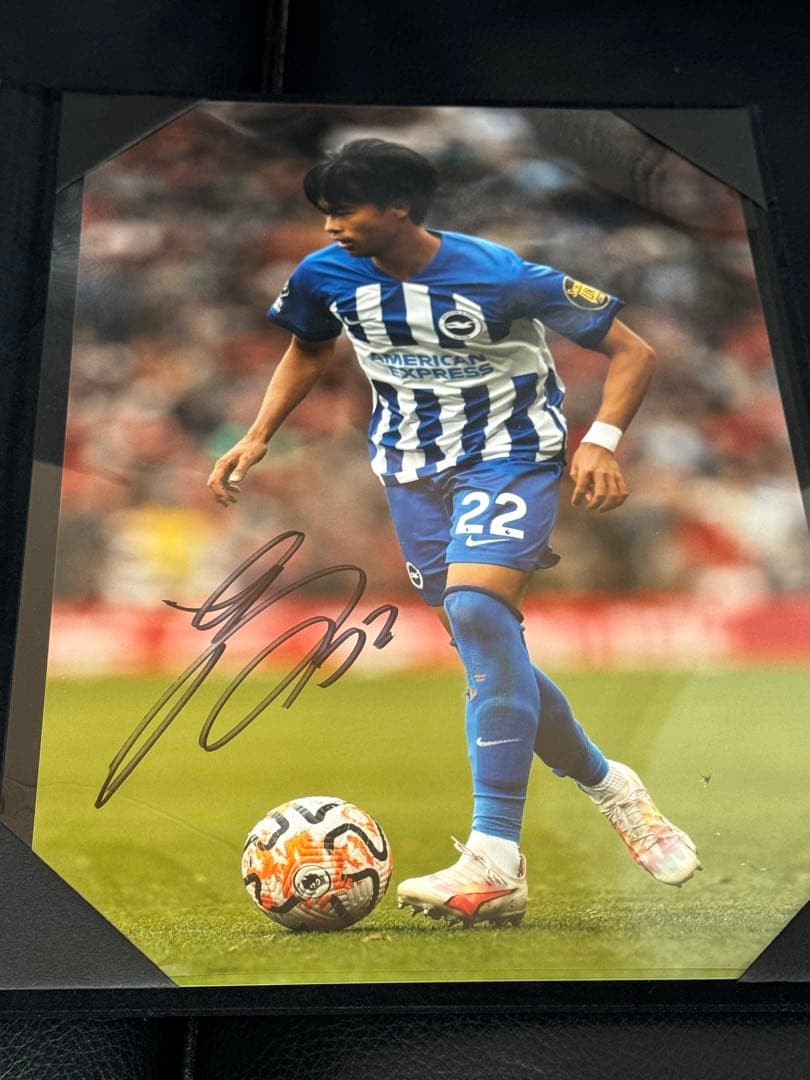 三笘薫直筆サイン入りフォト＋ ブライトン5選手直筆サイン入りカード＋