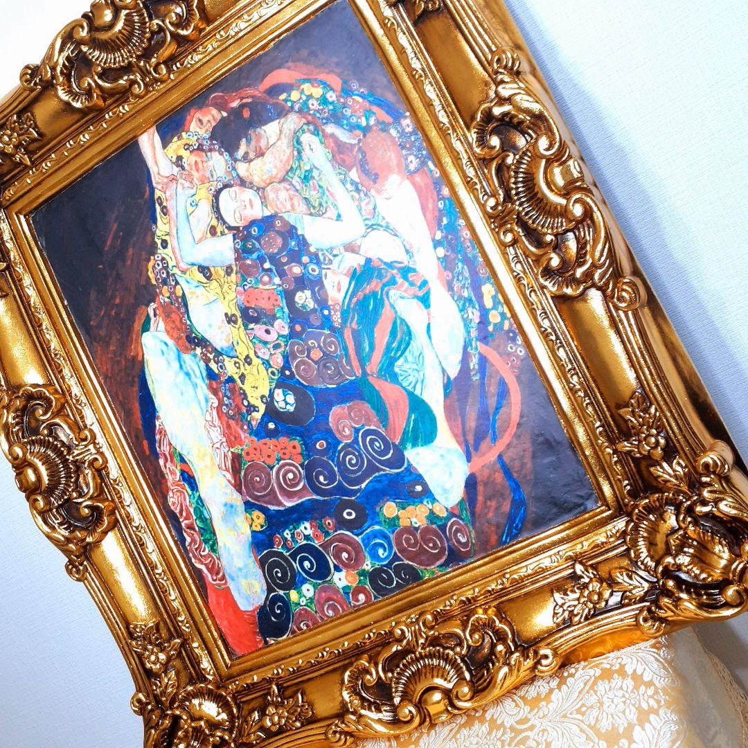 グスタフクリムト作画 TheMaiden 良質キャンバス 豪華 金箔額絵 - メルカリ