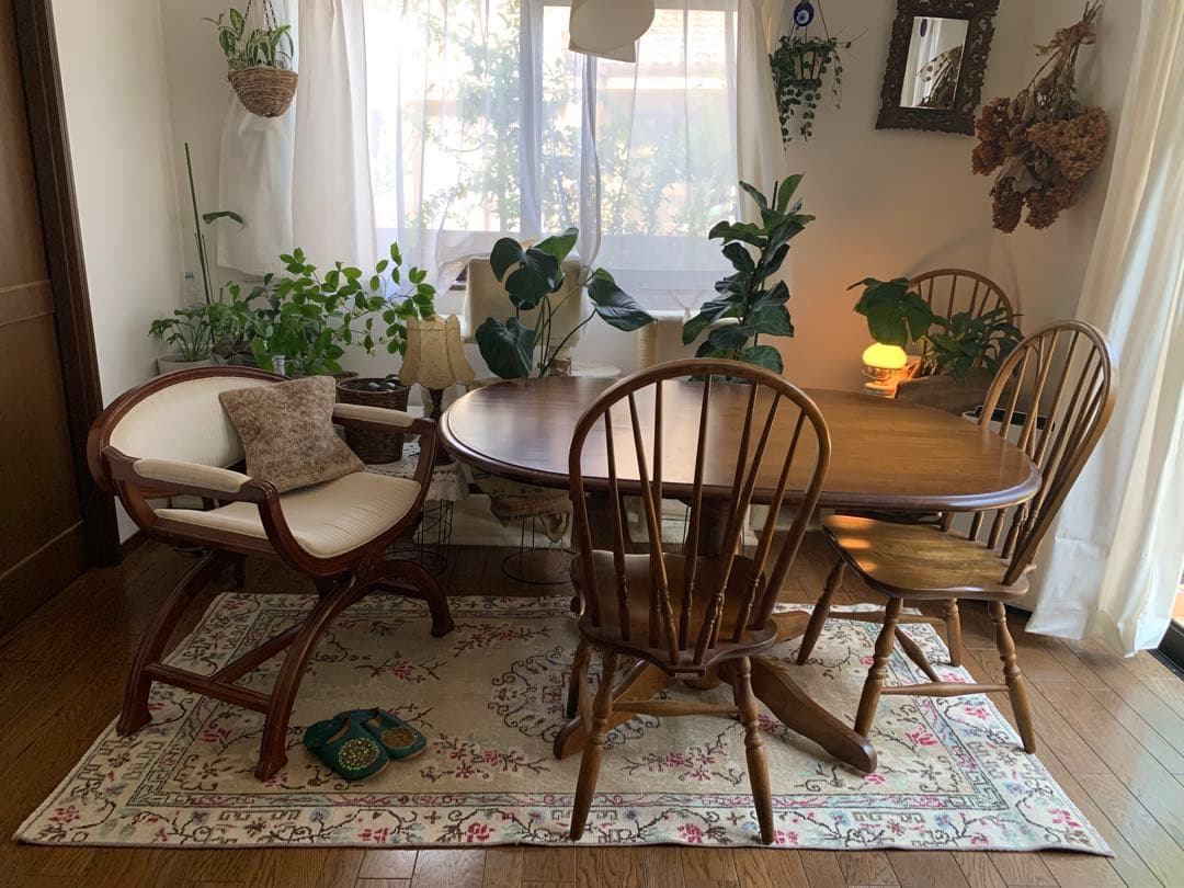 シノワズリ 213×110 トルコヴィンテージラグ ペールカーキ トルコラグ