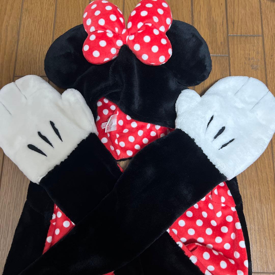 ミニーマウス フリース帽子 手袋付き ミニーマウス 耳付きフリース帽子と手袋セット ミニーマウス ファン