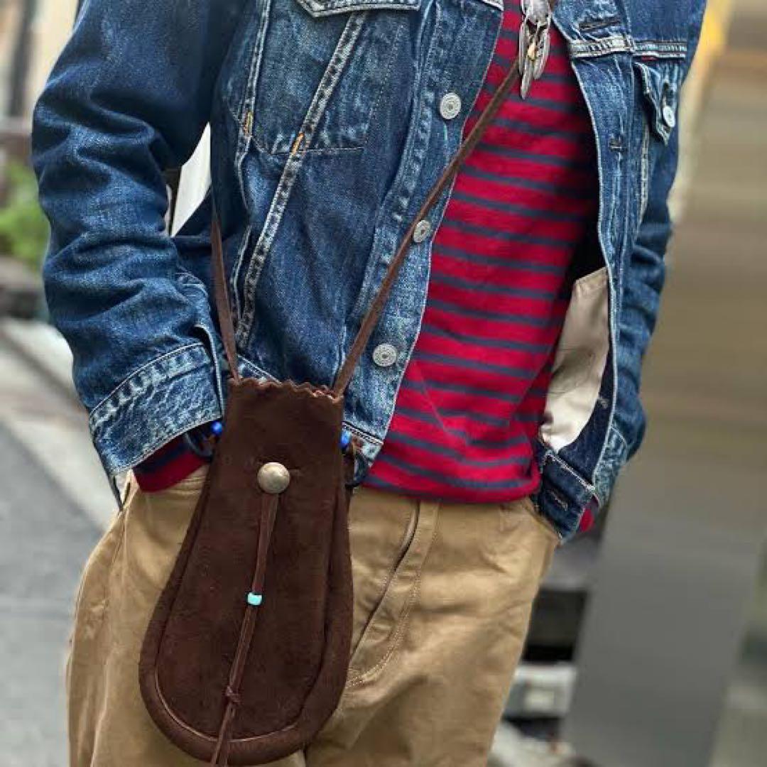 goro's (ゴローズ)ディアスキンショルダーバッグ 巾着ポーチ ブラウン