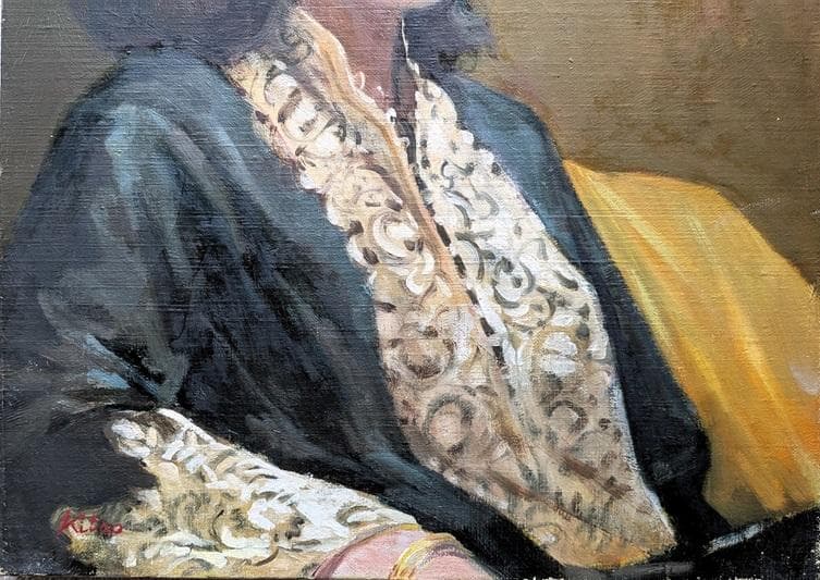 二元会常任委員審 奥野北雄 二元会総理大臣賞 油彩画 直筆 F8号 額装