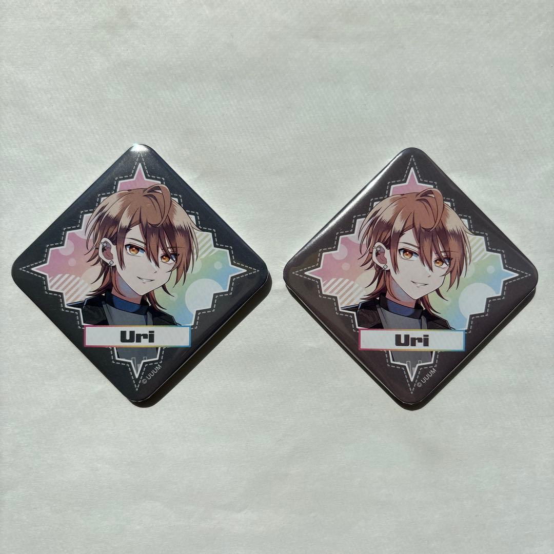 うりさん 缶バッジ スクエア カラフルピーチ 2個セット まとめ売り