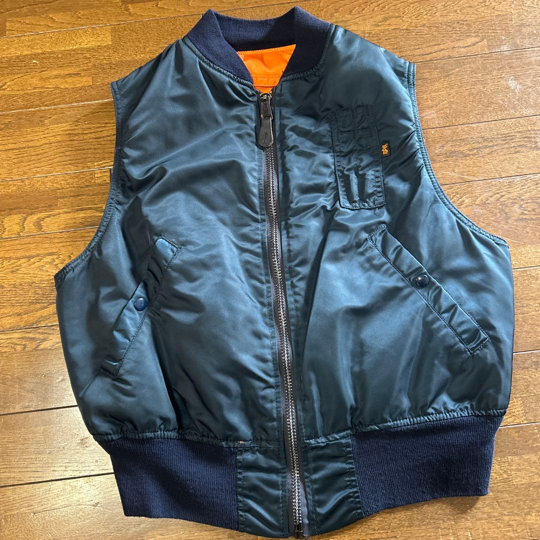 アルファ アメリカ製 MA-1 ネイビー オレンジ M ベスト リーバシブル Deadstock 1992'S ALPHA type MA-1 Navy アルファ フライトジャケット