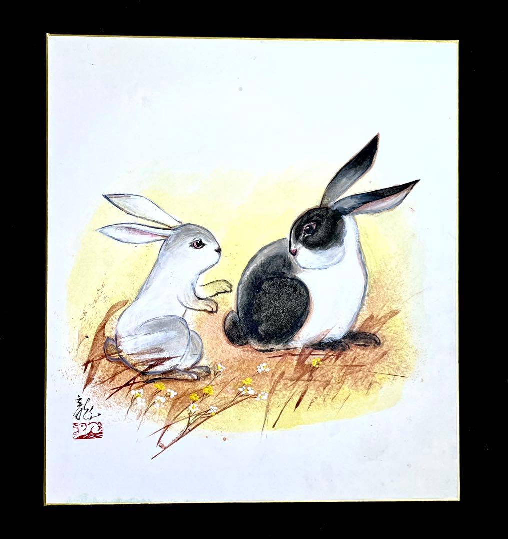 中国著名画家：李庚画伯の肉筆色紙作品（2枚）と芸大先生の肉筆色紙