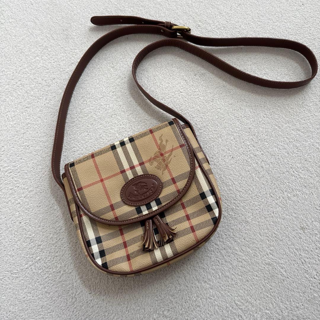 BURBERRYS バーバリー ヴィンテージ ショルダーバッグ ノバチェック バーバリー ショルダーバッグ ノバチェック 旧ロゴ 月桂樹 キャンバス