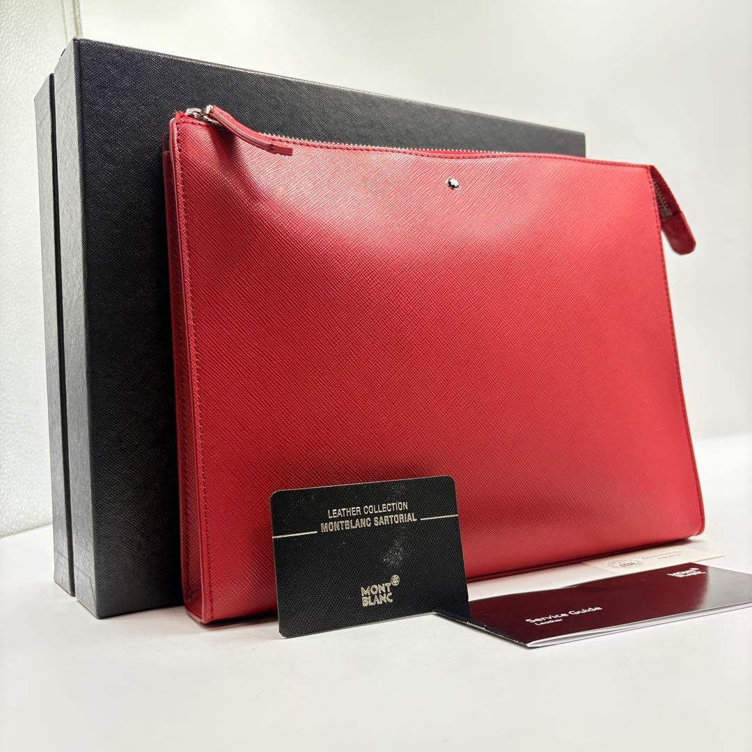 モンブラン montblanc sartorial クラッチバック 赤　保存袋付 モンブラン montblanc sartorial クラッチバック 赤 保存袋付