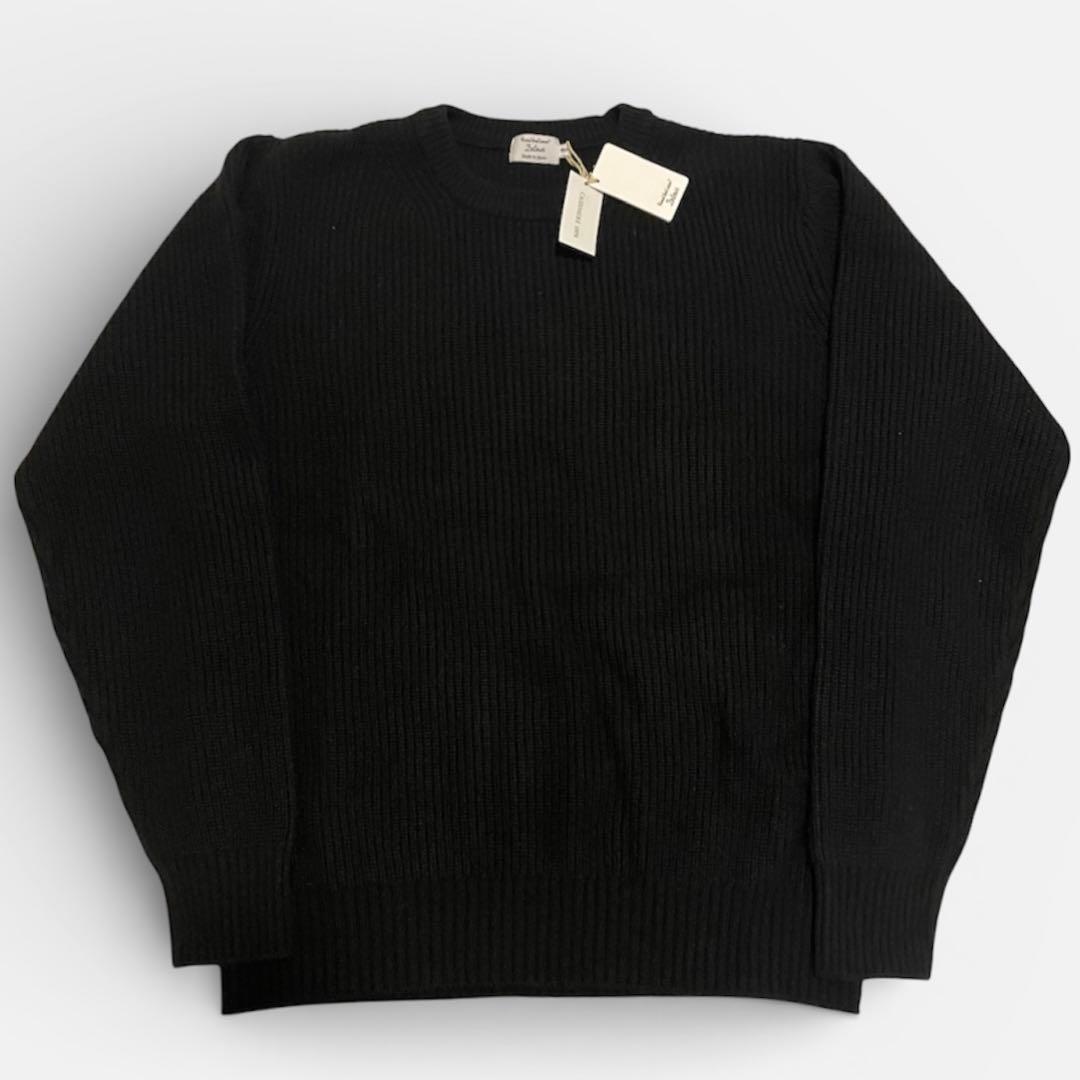 タグ付き 定価5 日本製 カシミヤ100% DETOUR リブニット 黒 L