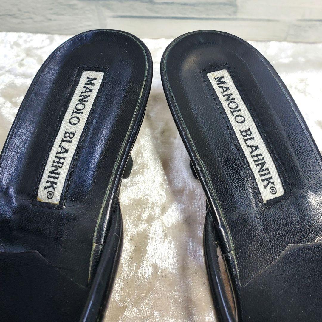 【美品】✨マノロブラニク 24.5cm トングサンダル 黒 レザー 38