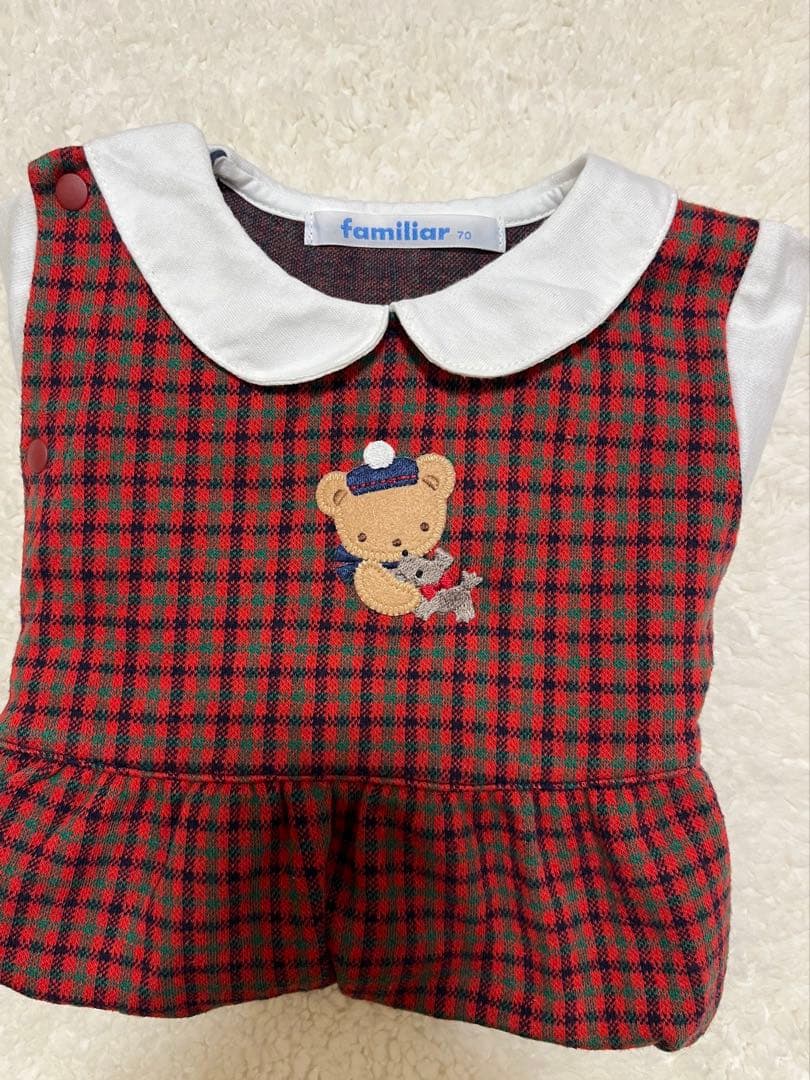 familiar チェック柄ロンパース 70 - メルカリ