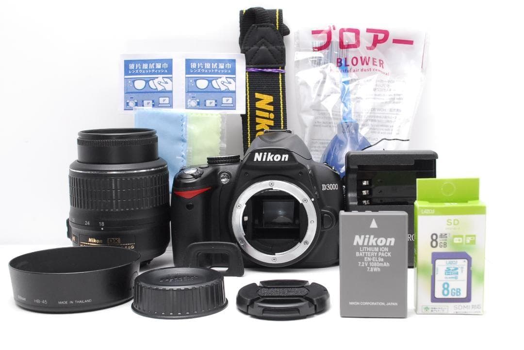 美品】Nikon D3000 スマホ転送 手振れ補正 安心のレンズフード付
