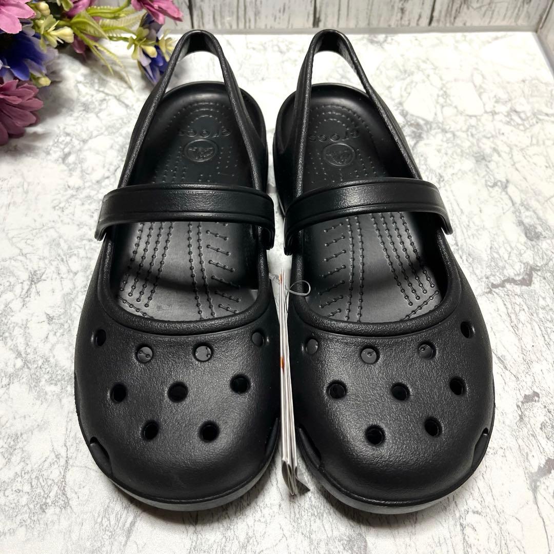 新品タグ付✨crocs シャイナ ストラップ メリージェーン 廃盤品 (W7)黒