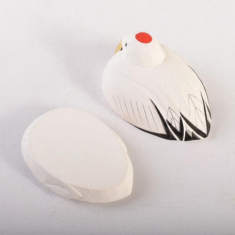 茶道具 豊泉作 奈良一刀彫 木彫彩色 鶴香合 共箱 V 8310