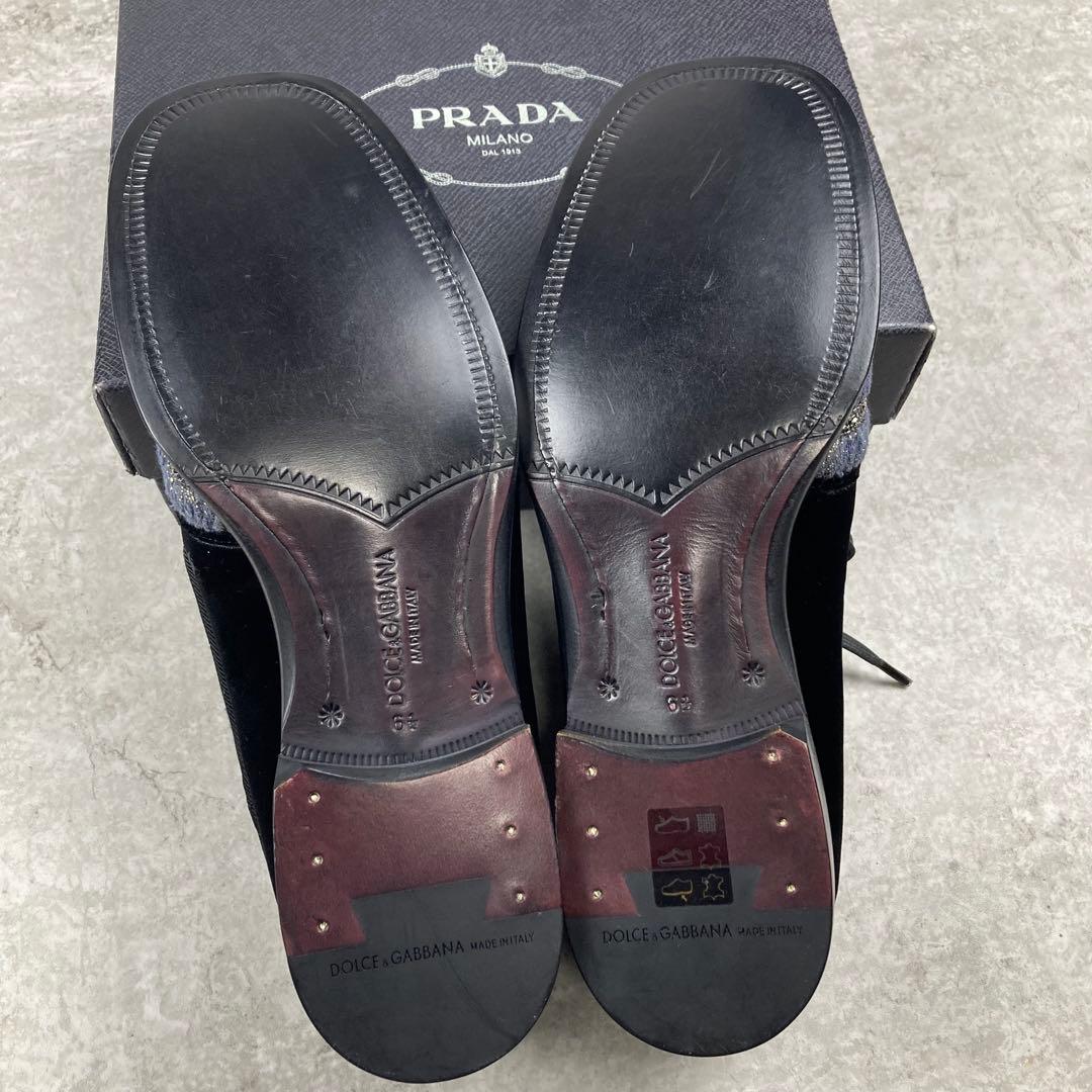 未使用品 ドルチェ&ガッバーナ ベロア ビジュー シューズ 6 1/2