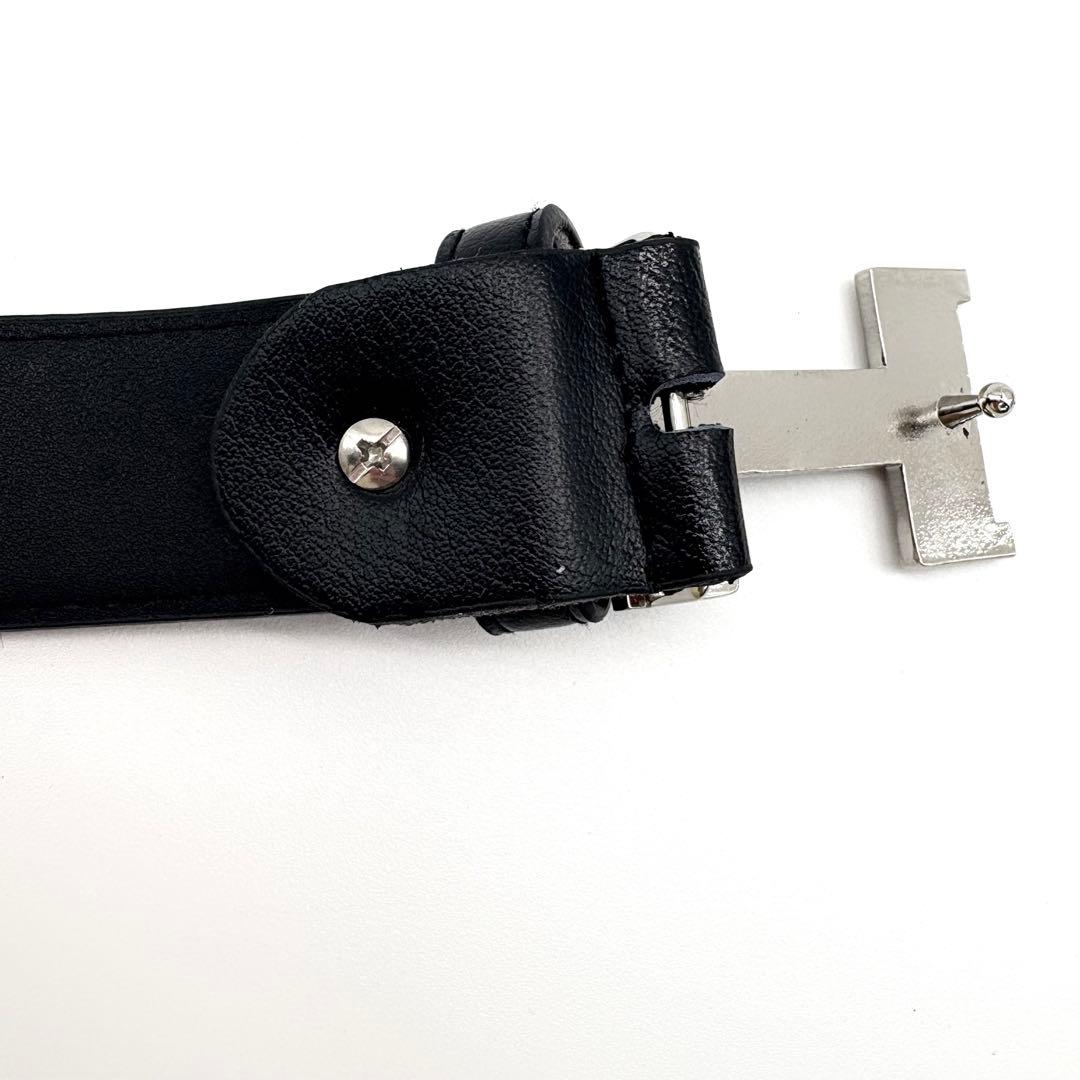 HERMES ベルト コンスタンス Hロゴ シルバー レザー 本革 ロゴバックル