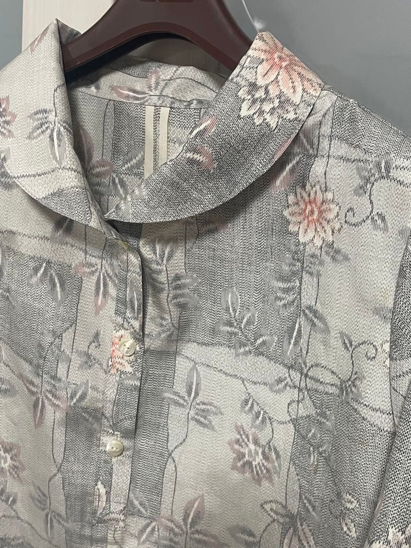 着物リメイク☆458大島紬コクーンチュニックワンピース／サイズL～LL