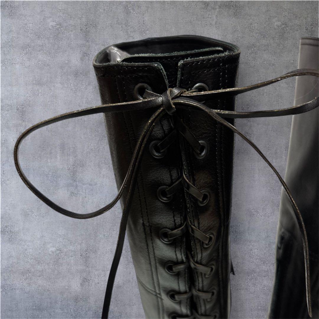 希少サイズ❣️23.5MIU MIU ロングブーツ 黒 本革 美脚ライン✨