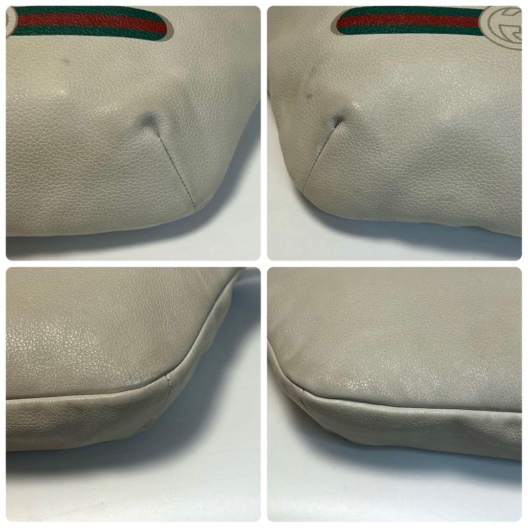 k70【美品】グッチ ロゴプリント レザー シェリーライン ボディバッグ