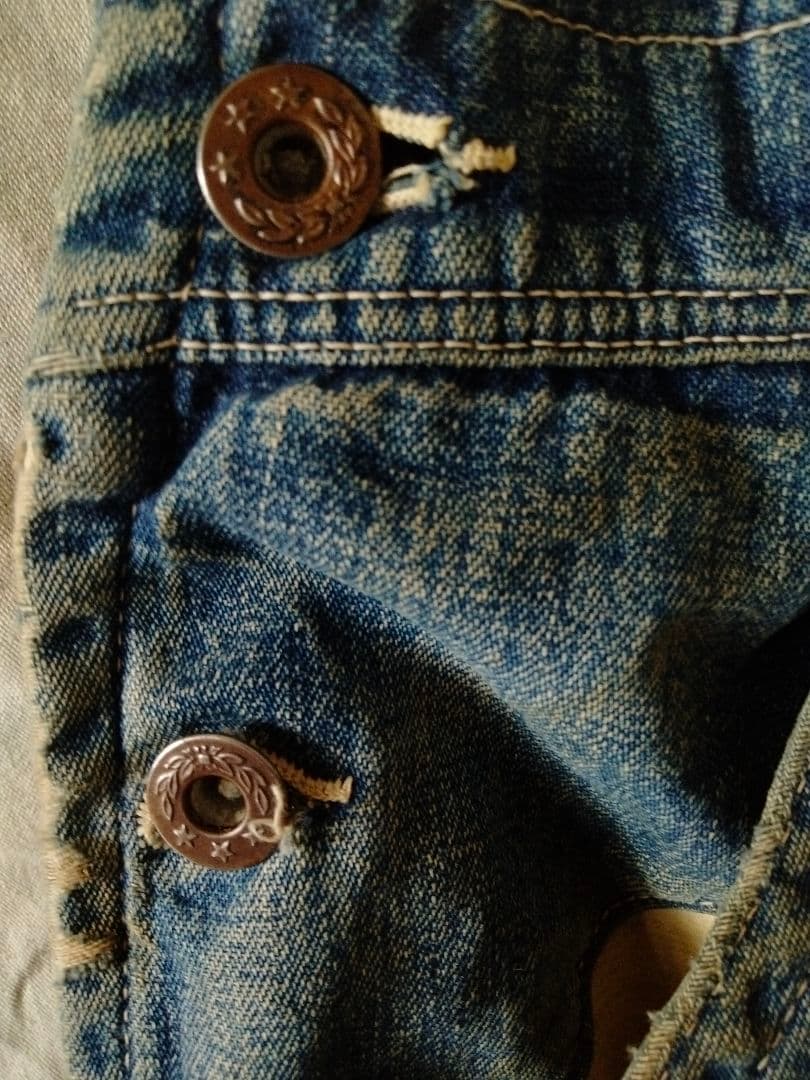 ☆Unknown ~40s デニムオーバーオール 大戦モデル 月桂樹ボタン