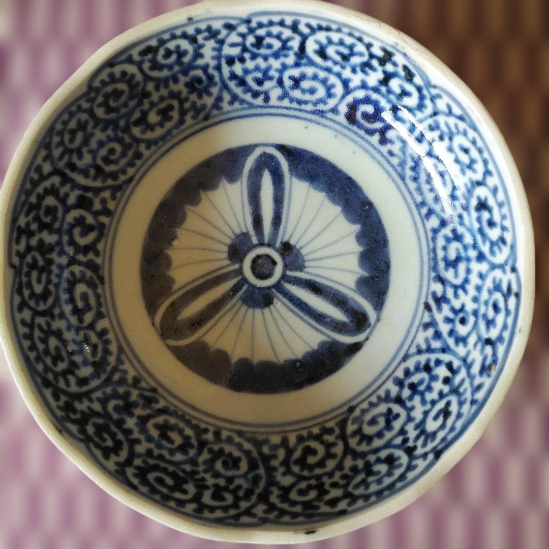 希少 古伊万里 染付 蛸唐草文皿 なます皿 くらわんか 筒江窯