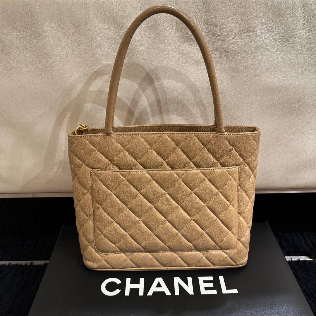 《正規品》CHANEL 復刻トート　ベージュ　ゴールド金具　キャビアスキン